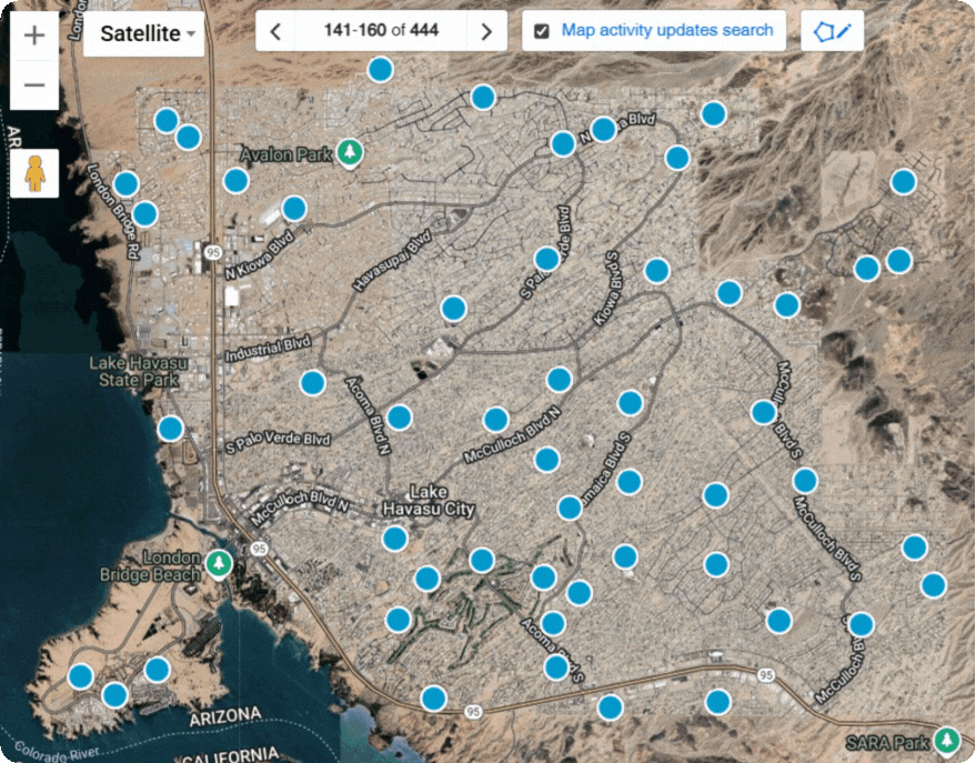 Illustration of an interactive real estate map search